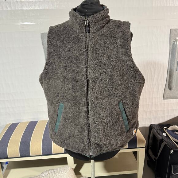 Carhartt Women's Reversible Sherpa Quilted Vest Green Size XL/XXL Moss Workwear - Picture 10 of 10